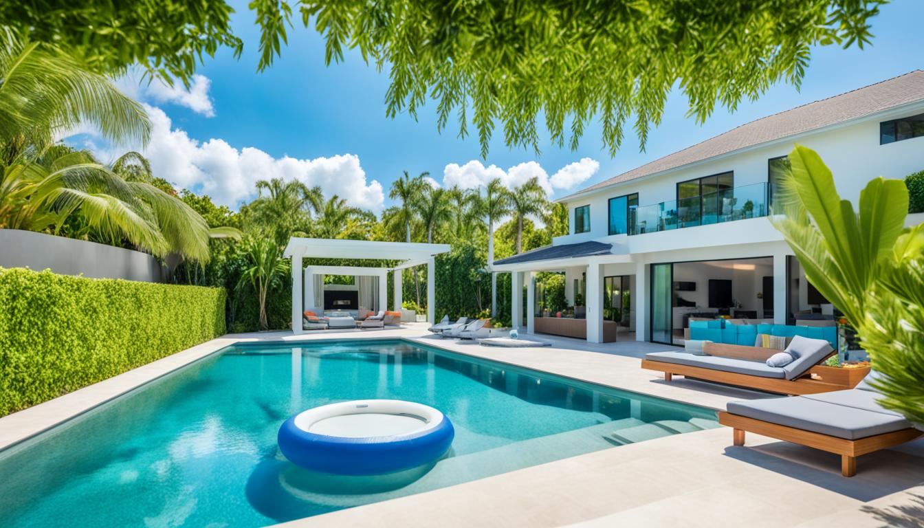 Pool villa with kid-friendly pool safety features